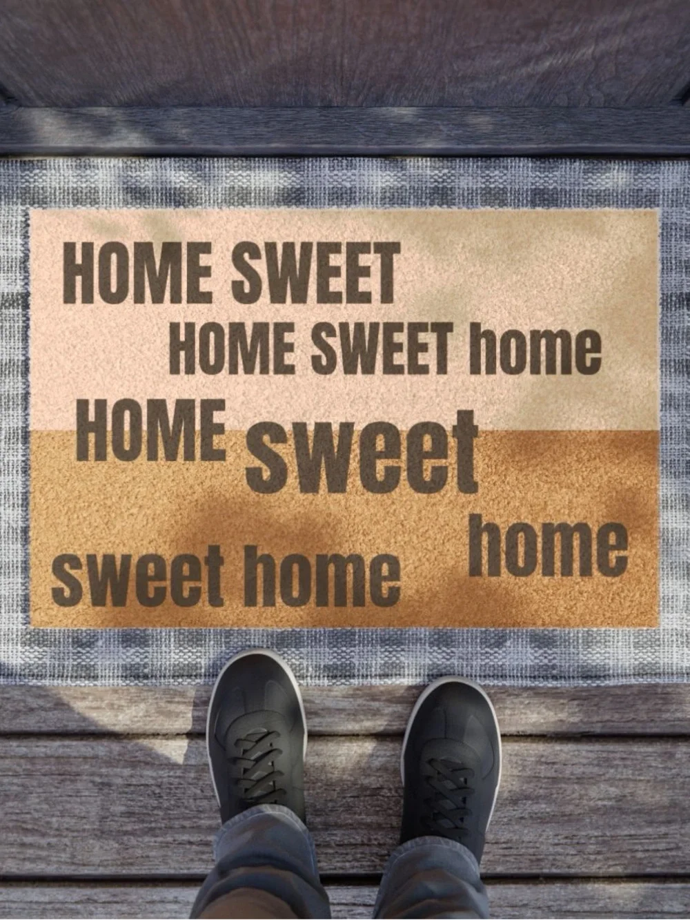 Home Sweet Home Tan and Brown Door Mat